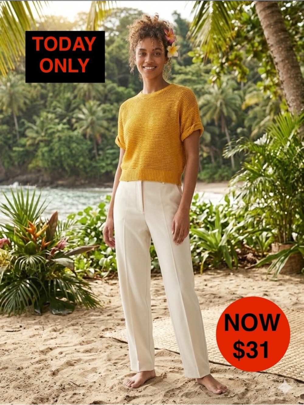 ARCHIVE H&M Mustard Yellow Cropped Open Knit Summer Sweater Top - Size XS EUC